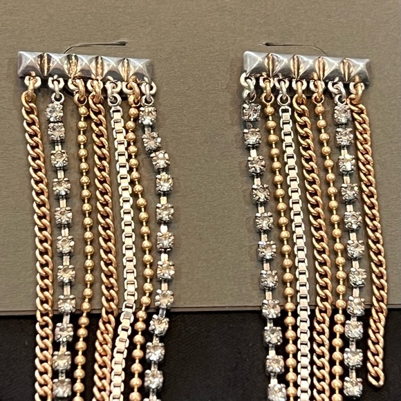 NWT, gorgeous ALLSAINTS Farrah Multi-Tonal Chain
Earrings in warm brass/silver - Picture 1 of 14